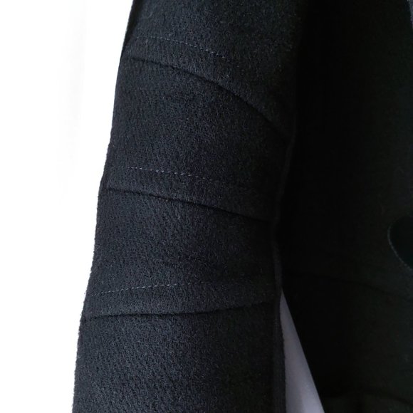 BCBG Black Hooded Wool Coat XS Detachable Realistic Faux Fur - Picture 9 of 14